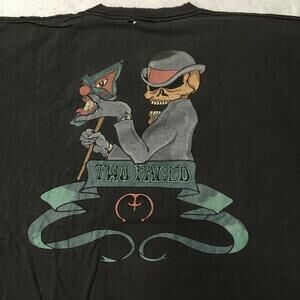 TWO FACED 1990's Vintage Double Sided T-Shirt XL faded black